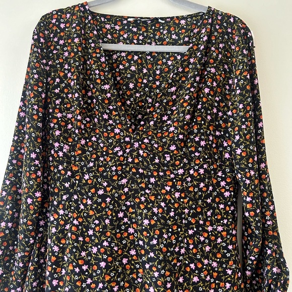 Zara Black Floral Long Sleeve Dress - Picture 4 of 13